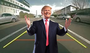 Trump in my car's back up camera, back up camera prank, trump prank, vehicle backup camera prank